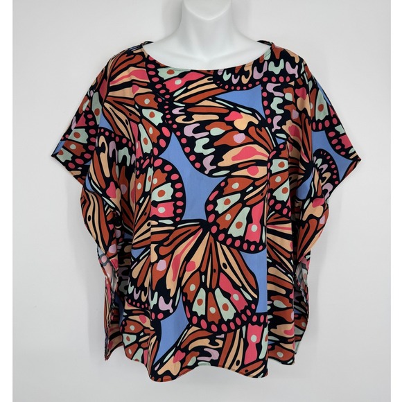 CROSBY by Mollie Burch Tops - Crosby by Mollie Burch Butterfly Print Caftan Top Small Blue Boho Eclectic Art